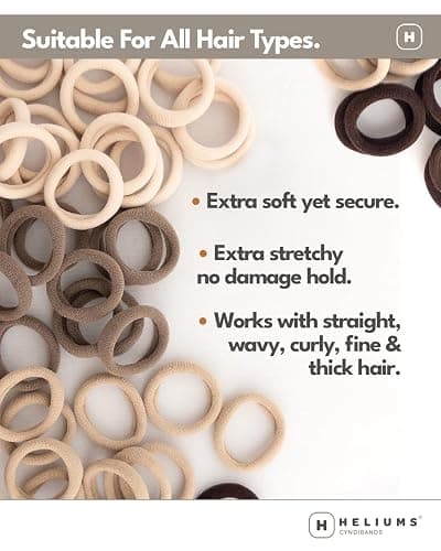 Heliums Soft Hair Ties - No Damage Seamless Nylon Fabric Bands, Stretchy Ponytail Holders for Thin & Thick Hair - Standard 1.5 Inch, Neutrals, 20 Pack thumbnail 6