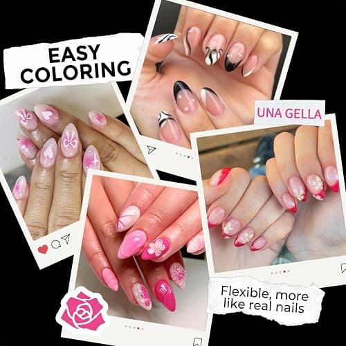 UNA GELLA Short Almond Fake Nails 216pcs Pre-shape Gel Acrylic Nail Tips for Full Cover Nail Extension Home DIY Nail Salon 12 Sizes Gelly Tips thumbnail 3