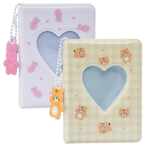 2 Pieces Photocard Binder Album, Mini Photo Album Kpop, 3 Inch Kpop Love Heart Hollow Photocard Binder, Mini Photo Card Book Holder (Style 1) - Image 1