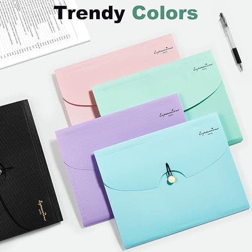 Sooez 7 Pocket Accordion File Organizer, Premium Expanding File Folder | Letter Size Folders for Documents, Sleek Filing Folders with Bungee Closure, Portable Folders School Office Supplies, White thumbnail 4