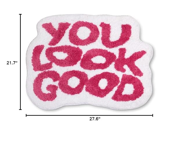MSTOFFY You Look Good Bath Mat Pink Cute Bathroom Rugs for Girls Microfiber Funny Shower Preppy Bathroom Decor Non-Slip Washable Mat (Pink) thumbnail 3