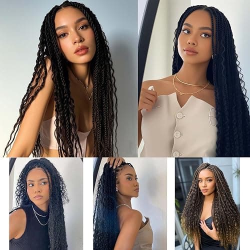 24 Inch Senegalese Twist Crochet Hair with Curls 9 Packs Pre-Looped Boho Island Twist Crochet Braids with Curly Ends Pre-Twisted Goddess Senegalese Twist for Women Braiding Hair Extensions 1B# thumbnail 6