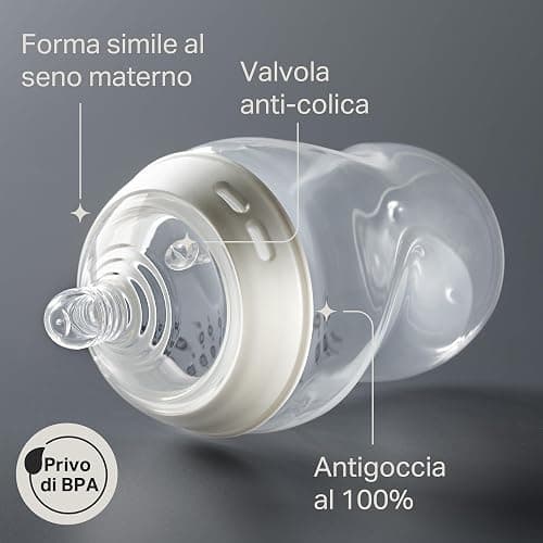 Tommee Tippee biberon anti-colica Natural Start 150ml, con tettarella simile al seno materno, valvola anti-colica, autosterilizzante, 3 pezzi thumbnail 5