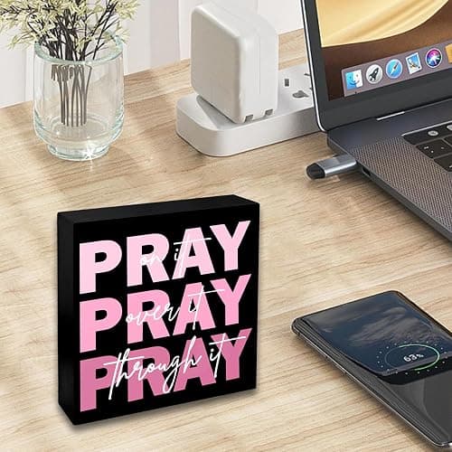 YINSSA Pink Room Decor Bathroom Signs Decor Gifts Inspirational Christian Gifts For Women Office Desk Dorm Room Essentials For Girls Pink Bathroom Accessories Shelf Inspirational Wall Art Present thumbnail 6