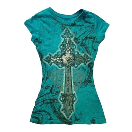 Grunge Shirts Emo Clothes Teen Girls Vintage Graphic Tee Y2k 2000s Goth Top Women Mcbling Short Sleeve Streetwear - Image 1