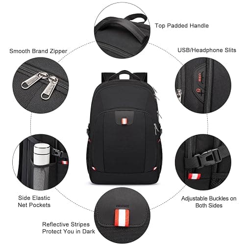 Della Gao Travel Laptop Backpack, 18.4 inch Extra Large Backpack for Men and Women, 45L Capacity Business Computer Back Pack (Black, 18.4 Inch) thumbnail 6