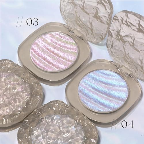 HOSAILY Chameleon Holographic Highlighter Palette, Multichrome Cream Multi-use Eyeshadow Shifting Sparkling Color Shifting Inner Corner Eye Highlighter Brightener for Mermaid Makeup&03 Pink Purple thumbnail 7