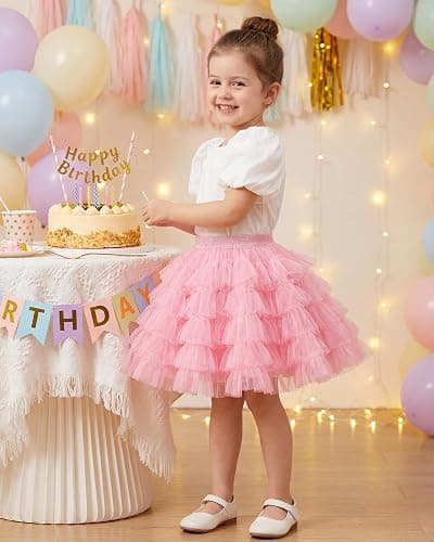 Stelle Girls Tutu Skirt 5 Layers Fluffy Tulle Dance Ballet Skirt Princess Birthday Party Costume thumbnail 3