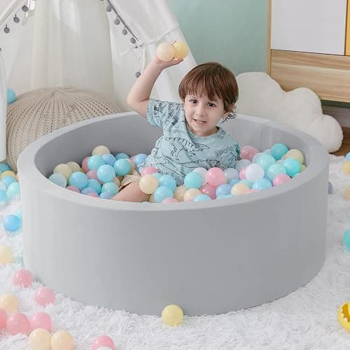 SHJADE Foam Ball Pit, 35.4"x 11.8" Ball Pits for Toddlers, Soft Round Kiddie Baby Playpen Ball Pool for Kids, Ideal Gift for Babies Indoor and Outdoor Game, Grey, (Balls not Included) thumbnail 7