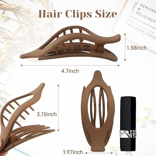French Concord Hair Clips - 6Pcs Side Slide Volume Clips for Women Girls, Strong Hold No Slip Grip, Thick or Thin Hair (Matte Finish, L:4.6 IN, W:1.97IN) thumbnail 4