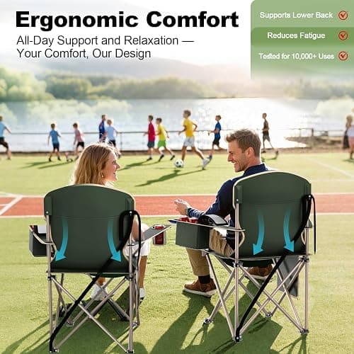 VTOY Folding Camping Chairs Durable 600D Oxford, Portable Outdoor Chair with Cooler Pouch, Cup Holder & Storage Pocket for Camping, Beach, Fishing thumbnail 7