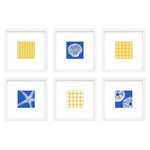 An&He 8x8 Picture Frames Set of 6, Displays 4x4 with Mat or 8x8 Without Mat Photos, Square Collage Wall Decor for Gallery, Tabletop & Wall Decor, White - Image 1