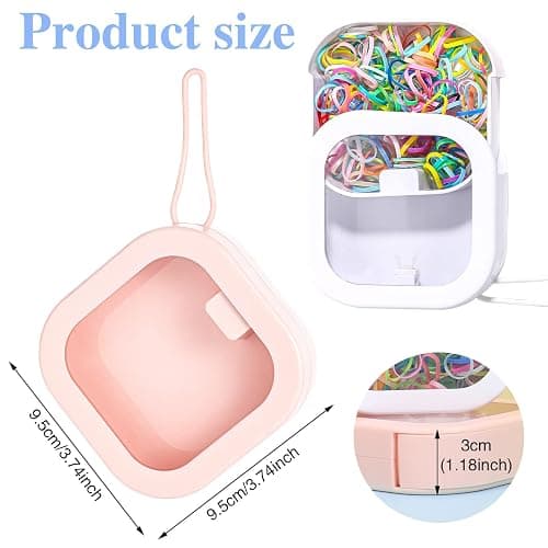 Prudiut 2Pcs Hair Tie Organizer, Hair Tie Holder Clip Organizer Christmas Gifts for Baby Teen Girl Women, Portable Hanging Small Items Desktop Travel Storage Box(Pink and White) thumbnail 3