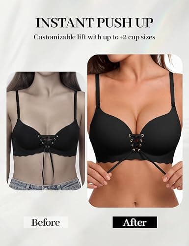 LUCKMEEY 2026 Push Up Padded Bras for Women Upgrade Add 2 Cups Seamless Bra No Underwire thumbnail 2