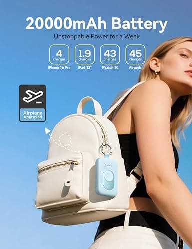 RORRY CharmGo Portable Charger, 20000mAh PD 30W Portable Charger Power Bank | Built-in Cables, Fast Charging Keychain Portable Battery Pack, Travel Essentials for iPhone, Apple Watch, iPad thumbnail 4