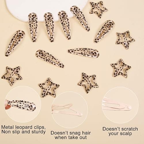 Metal Snap Hair Clips,8 Pairs Hair Barrettes for Women - Star & Water Drop Hair Barrettes, Non-Slip Y2K Accessories for Thin Thick Hair,Vanilla Dot thumbnail 3
