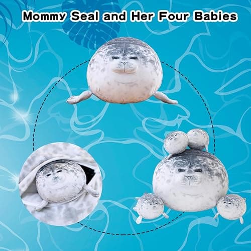SQEQE Chubby Seal Pillow Plush with 4 Baby Seal Plushies in Her Tummy, Stuffed Cotton Plush Animal Toy Gift for Kids thumbnail 3