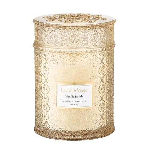 LA JOLIE MUSE Vanilla Bomb Candle| Vanilla, Lemon Zest & Patchouli |19 oz Large Wooden Wick | Natural Soy Wax | 90 Hours Clean Burn | Gift-Ready for Hosts | Seasonal Home Décor - Image 1