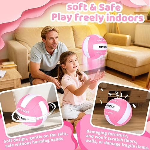 Noetifex Soft Volleyball-Super Soft Fabric Light Volleyball for Indoor Practice Safe and Quiet Kids Youth Beginners House Yard Training Practice Games(Deflated) thumbnail 3