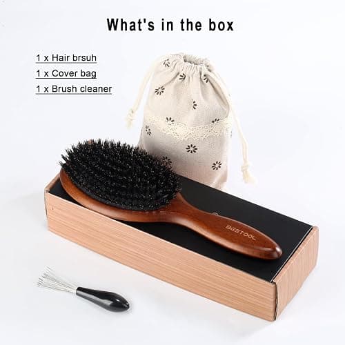 BESTOOL Hair Brush, Boar Bristle Hair Brushes for Women Men Kids, Boar Bristle Brush for Hair Smoothing, Everyday Brush Enhances Shine & Health thumbnail 6