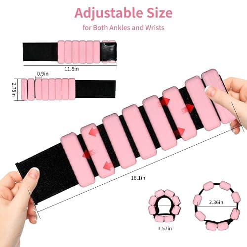 TOPESCT Verstellbare Handgelenkgewichte – 2er-Set (je 0,5 kg) | Tragbares Handgelenk- und Knöchelgewichte für Yoga, Tanz, Barre, Pilates, Cardio, Aerobic, Walking thumbnail 2