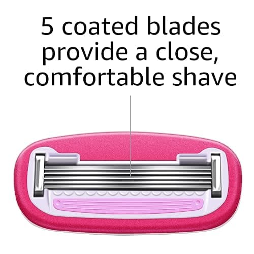 Amazon Basics Women's 5 Blade FITS Razor for Women, FITS Amazon Basics FITS Handle and Venus Handles, Includes 1 FITS Handle, 2 Cartridges & 1 Shower Hanger - Pink - 2 Count (Pack of 1) thumbnail 6