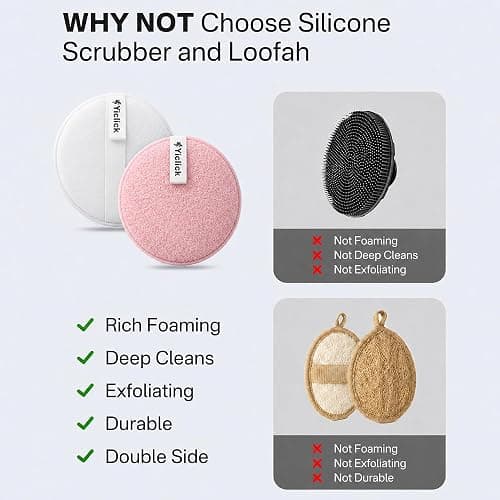 Exfoliating Body Scrubber, 2 Pack Shower Loofah Sponge with Handle, Dual-Sided Body Scrub Pad for Bathing, Rich Lather Bath Sponge for Men and Women thumbnail 7