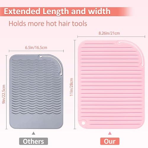 Quccefods Heat Resistant Mat Large Silicone Hot Hair Tools Holder for Curling Irons Flat Iron Hair Straightener Mat Portable Vanity Pad Accessories/Organizer thumbnail 3
