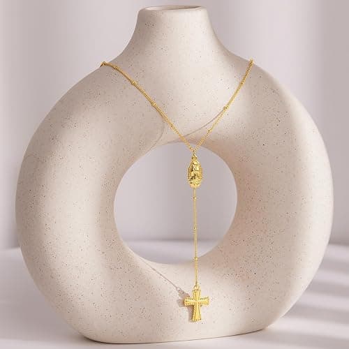 Easter Basket Stuffer Cross Necklace for Women Girls, Dainty 14K Gold Silver Plated Cross Choker Jewelry Non Tarnish Waterproof Cute Simple Small Necklace Christian Baptism Religious Faith Jewelry Gifts thumbnail 4
