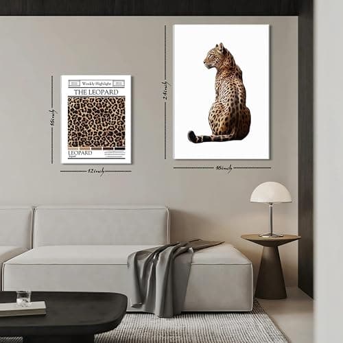 Black And White Framed Wall Art Set of 3-Trendy Leopard Canvas Art Prints Funky Lucky 8 Ball Posters Prints Preppy Room Aesthetic Cheetah Wall Decor Pictures For Bedroom Bathroom Living Room 16×24in thumbnail 6