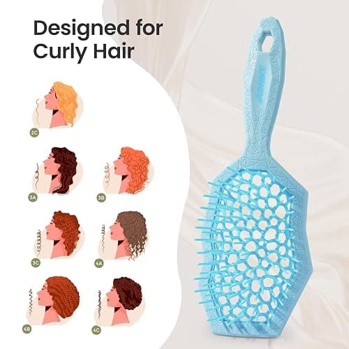 AIMIKE Glacier Detangling Brush, Pain-Free Detangler Brush for Curly Hair Wet & Dry Use, Glide Through Tangles with Ease, Vented Hairbrush for Women's 2c to 4c Curls, Blue thumbnail 7