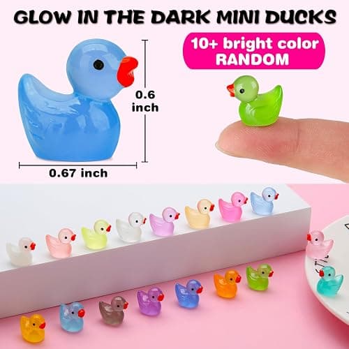 GWAHSA Luminous Mini Resin Tiny Bulk Ducks, Glow in The Dark Small Plastic Miniature Figures for Dollhouse, Decor, Micro Garden, Home Landscape, Aquarium, Craft Gifts Party Favors Toys, 240 pcs thumbnail 3