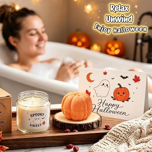Halloween Gifts for Women & Teen Girls, Cute Boo Basket Stuffers for Women | Halloween Basket for Teenage Girls, Pumpkin Teen Girl Gifts Trendy Stuff for Her Sisters Daughters Friends Teens Adults thumbnail 5
