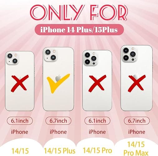 Plakill for iPhone 15 Plus/14 Plus Case - Cute Girly Girls Women Phone Cover Aesthetic Unique Design Teen Strawberry Heavy Duty Protective Shockproof Military Grade Funda for Apple 14 Plus/15 Plus thumbnail 2