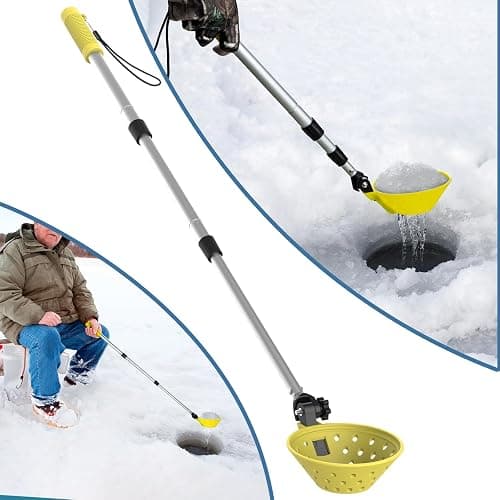 Huntury Retractable Ice Fishing Scoop Skimmer, Ice Fishing Accessories, Long Length, And Larger Spoon, No More Bending Over To Scoop Out Ice While Ice Fishing, Ice Fishing Gear - Image 1