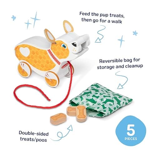 Melissa & Doug Feed, Walk & Poo Pup Wooden Preschool Pull Toy Play Set Ages 3+ - FSC Certified thumbnail 5