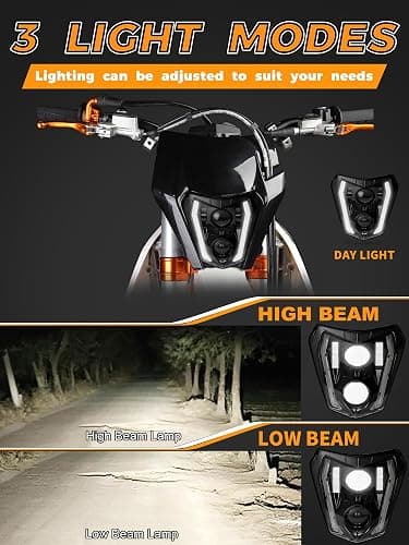 JFG RACING Dirt Bike Headlight LED,Universal Motorcycle Head Light Kit for Most Pit Dirt Bike Motorcycle Enduro ATV CR CRF XR SX YZ YZF XCF EXC KX 125 150 250 300 350 450-Black thumbnail 5
