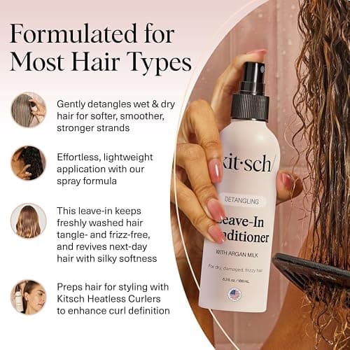 Kitsch Argan Milk Leave In Conditioner Spray – Hair Detangler Spray for Curly, Wavy, Fine, Dry & Damaged Hair - Silicone-Free | Ideal Gifts for Women - 6.3oz thumbnail 6