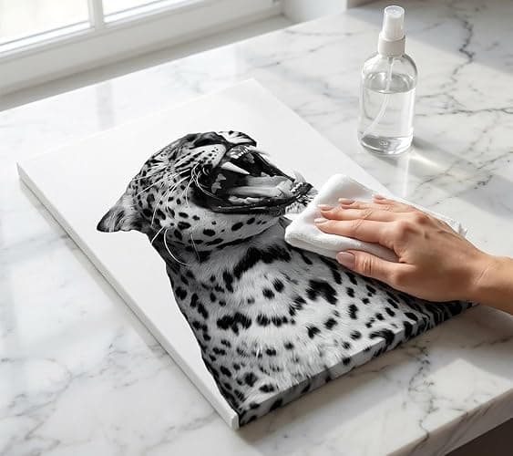 Cheetah Roaring Canvas Wall Art Black White Cheetah Print Funny Vintage Leopard Painting Picture Wall Decor Fashion Aesthetic Artwork for Dorm Bedroom Home Decoration 12x16in Framed thumbnail 6