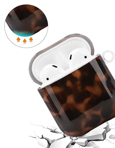 Aitipy Compatible with Airpods 2nd 1st Generation Case, Cute Brown Tortoise Shell Aesthetic Design with Carabiner, Soft TPU Skin Anti-Scratch Shockproof Protective Cover for Women Girls thumbnail 4