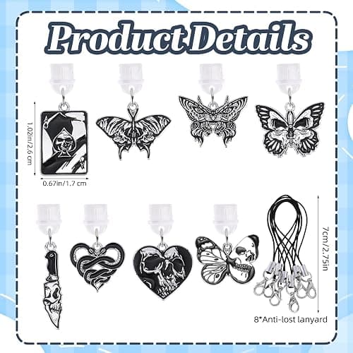 WEWAYSMILE 8 Pcs Type C Dust Plug Charm Cute Cell Phone Charms Mobile Dustproof Plugs with Charms for Most Type C USB C Cell Phone(Gothic Style) thumbnail 2