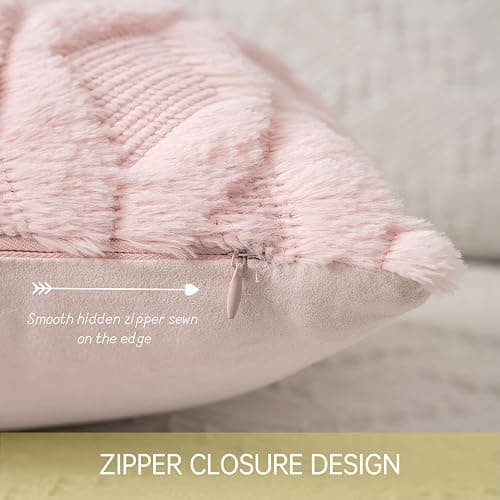 MIULEE Light Pink Throw Pillow Covers 18x18 Set of 2 Spring Decorative Farmhouse Couch Throw Pillows Boho Shells Cute Soft Plush Wool Winter Pillowcases for Valentines Day Bedroom Living Room Sofa thumbnail 3