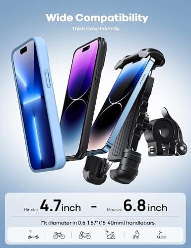 Lamicall Bike Phone Holder, Motorcycle Mount - Motorcycle Phone Holder, Handlebar Cell Phone Clamp, Scooter Phone Clip for iPhone Air 17 Pro Max, 16 15 Pro Max Plus, S20, More 4.7 to 6.8" Smartphones thumbnail 3