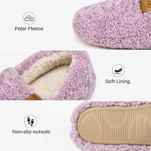 EverFoams Women’s Soft Curly Full Slippers Memory Foam Lightweight House Shoes Cozy Loafer with Polar Fleece Lining thumbnail 5
