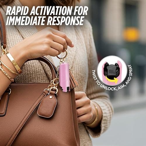 Guard Dog Security Quick Action Pepper Spray Self Defense Keychain, Maximum Strength 1.44 MC, OC Spray, 16-Foot Range, Twist-Lock Safety, Belt Clip for Easy Carry for Women and Men, Made in USA thumbnail 6