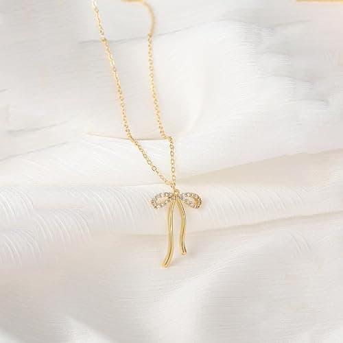 Plenky Gold Necklace for Women-14K Gold Plated Bow,Dragon,Shell, Palm Tree, Seahorse, Conch Shell,Sardines, Cowboy Boot,Bat,Bunny Pendant Beachy Jewelry for Women Gifts thumbnail 5