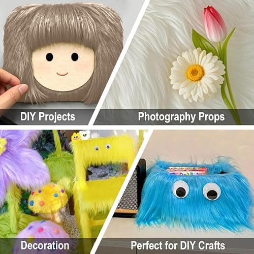 Brown A 2x60Inch Faux Fur Shaggy Plush Faux Fur, Fabric Precut Strips Fluffy Fuzzy Faux Fur, Craft Beard Hair, Beard Miniature Dolls Rugs Mats Gift, Winter Halloween Christmas Costume Party Decor thumbnail 5