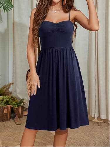 YATHON Summer Casual Dress for Women 2025 Vacation Beach Dresses Adjustable Spaghetti Strap Sundress with Pockets thumbnail 4