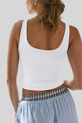 REORIA Tank Tops for Women Double Lined V Neck Summer Sleeveless Casual Basic 2026 Trendy Workout Clothes thumbnail 4