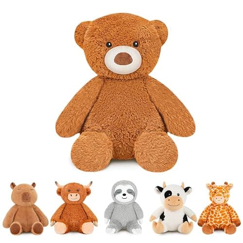 Finebee Weighted Stuffed Animals Bear Plush Heated Microwavable Weighted Plushise Stuffy Lavender Scented Bear Stuffed Animal Calming Gift for Kids and Adults - Image 1